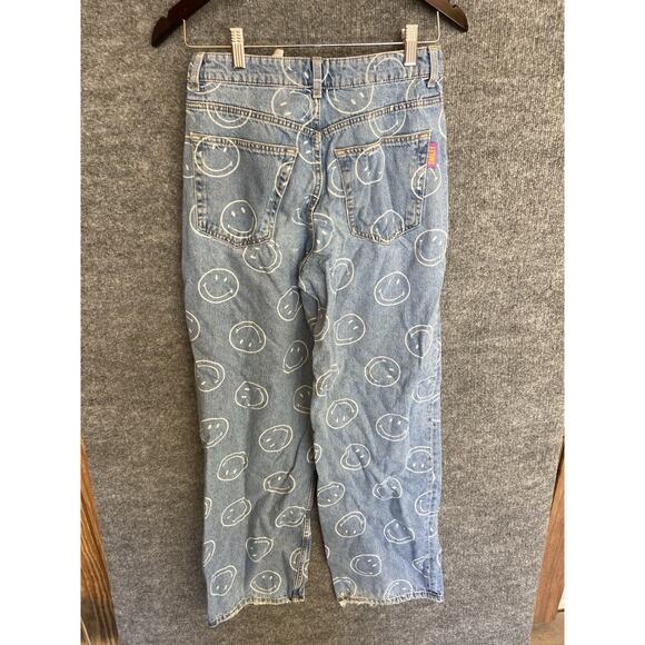 H&M Smiley Print High Waist Straight Wide Leg Denim Jeans Womens 4 - Picture 2 of 9